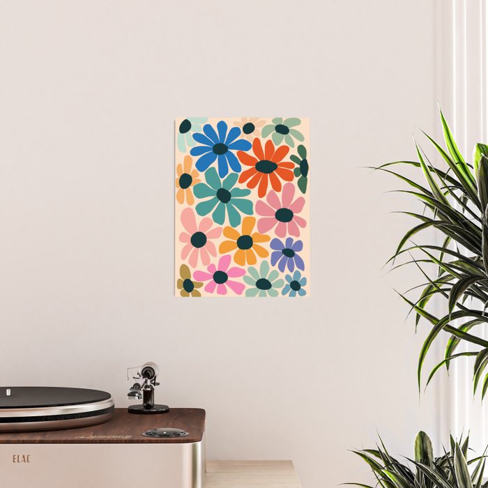 Retro Fun Floral - Rainbow color Poster Gallery Image 2