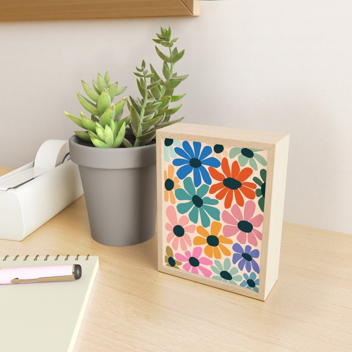 Retro Fun Floral - Rainbow color Mini Art Print Gallery Image 2