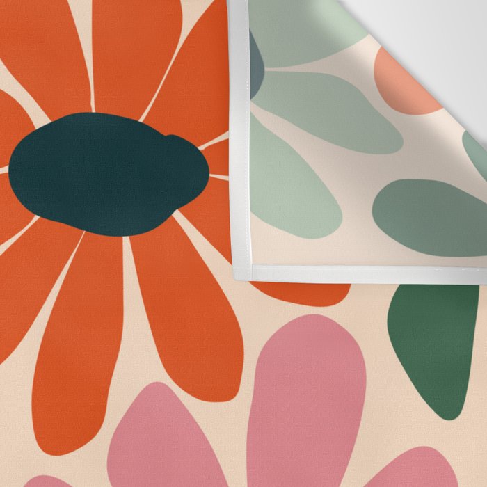 Retro Fun Floral - Rainbow color Wall Tapestry Gallery Image 3