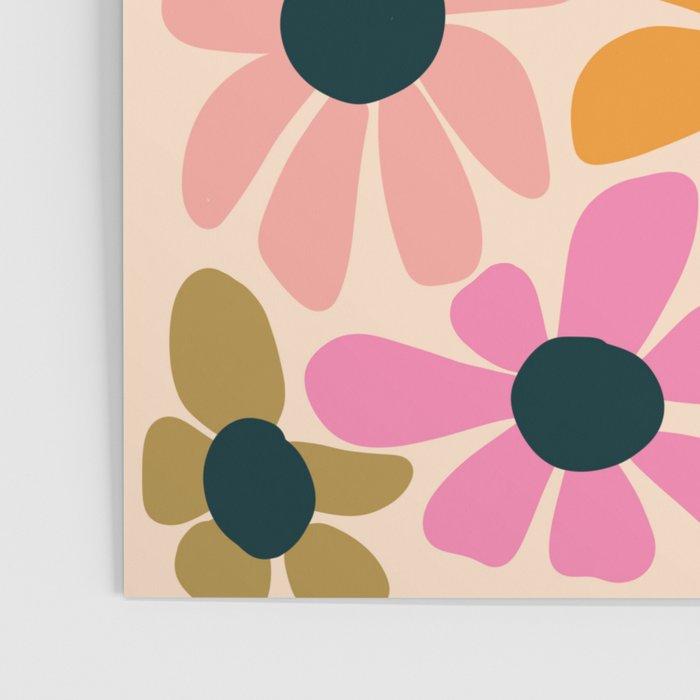 Retro Fun Floral - Rainbow color Poster Gallery Image 3