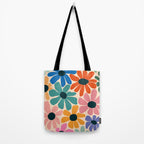 Retro Fun Floral - Rainbow color Tote Bag Gallery Image 2