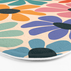 Retro Fun Floral - Rainbow color Bath Mat Gallery Image 3