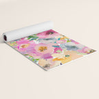 Elegant blush pink lavender green watercolor floral Yoga Mat Gallery Image 2