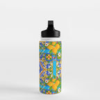 Summer ,Sicilian tiles ,citrus,lemons Mediterranean Pattern  Water Bottle Gallery Image 3