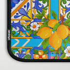 Summer ,Sicilian tiles ,citrus,lemons Mediterranean Pattern  Laptop Sleeve Gallery Image 3