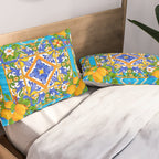 Summer ,Sicilian tiles ,citrus,lemons Mediterranean Pattern  Pillow Sham Gallery Image 2