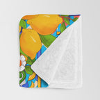 Summer ,Sicilian tiles ,citrus,lemons Mediterranean Pattern  Throw Blanket Gallery Image 3