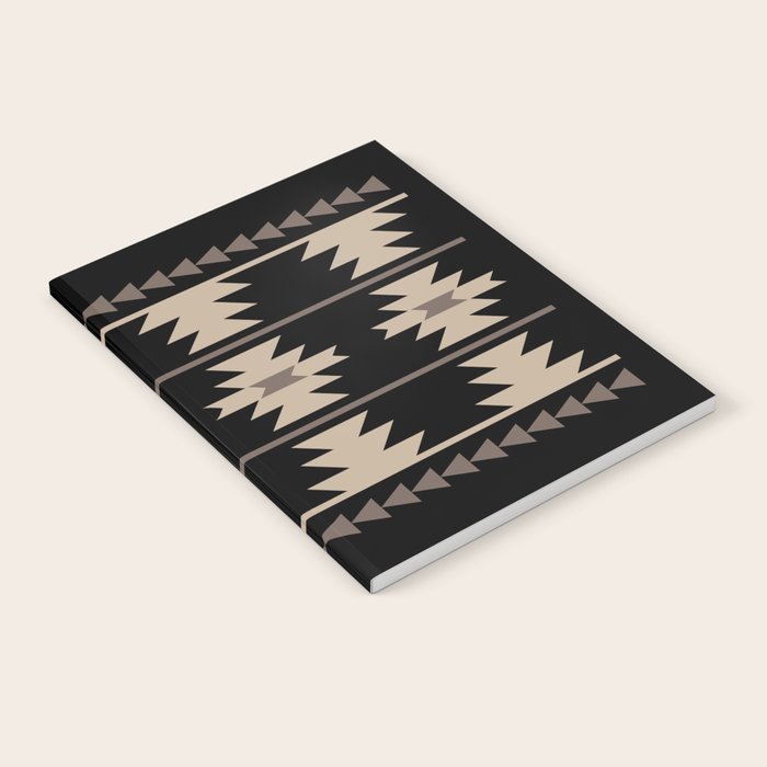 Southwestern Pattern 132 Black and Beige Notebook Gallery Image 1