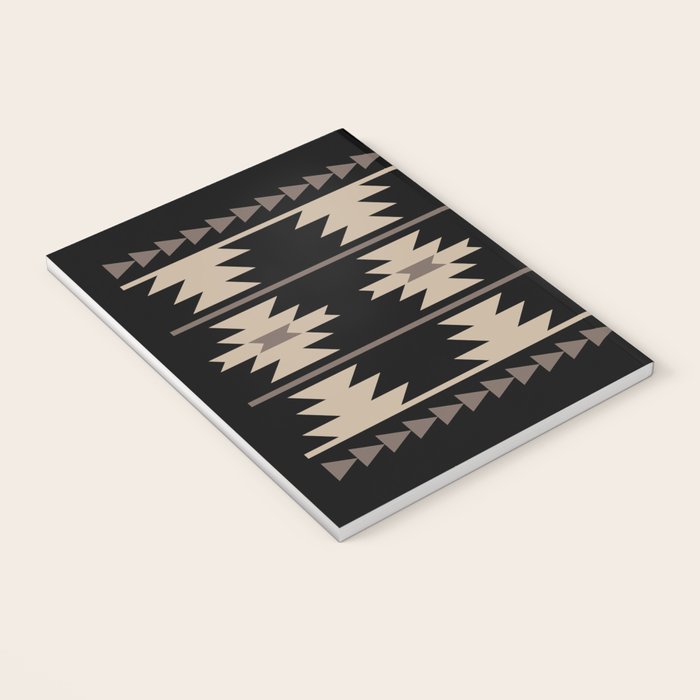 Southwestern Pattern 132 Black and Beige Notebook Gallery Image 3