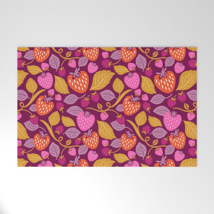 Strawberry Fields - Magenta Gold Welcome Mat Gallery Image 1