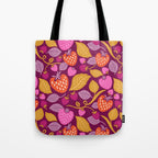 Strawberry Fields - Magenta Gold Tote Bag Gallery Image 1
