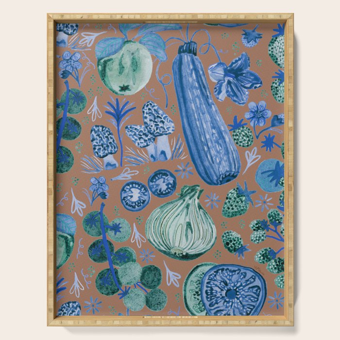 Garden Vegetables & Fresh Fruit in Blue Midnight Serving Tray Gallery Image 1