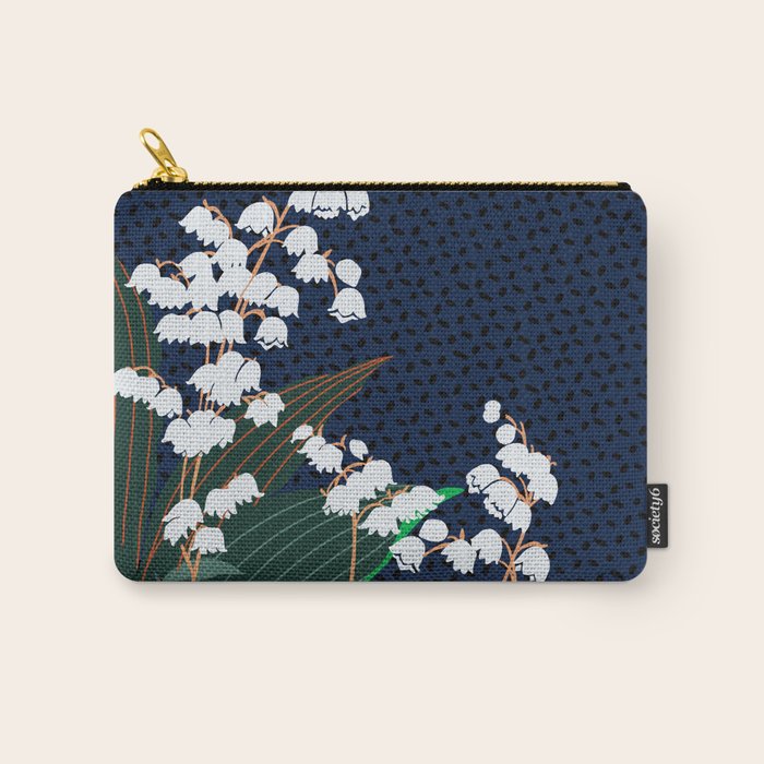 Big flowers Lily of the valley dark denim Carry All Pouch Gallery Image 1