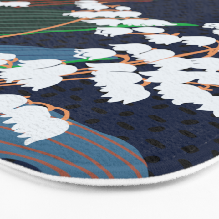 Big flowers Lily of the valley dark denim Bath Mat Gallery Image 3