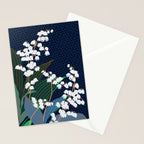 Big flowers Lily of the valley dark denim Stationery Card Gallery Image 2