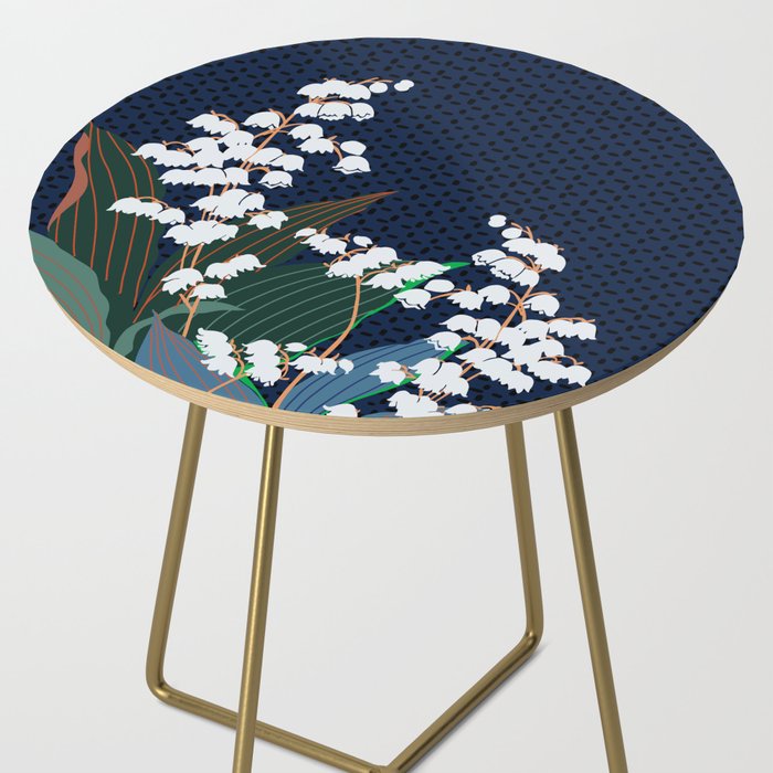 Big flowers Lily of the valley dark denim Side Table Gallery Image 2