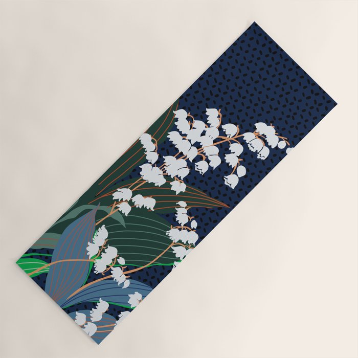 Big flowers Lily of the valley dark denim Yoga Mat Gallery Image 1