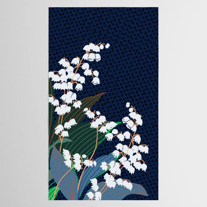 Big flowers Lily of the valley dark denim Tablecloth Gallery Image 2