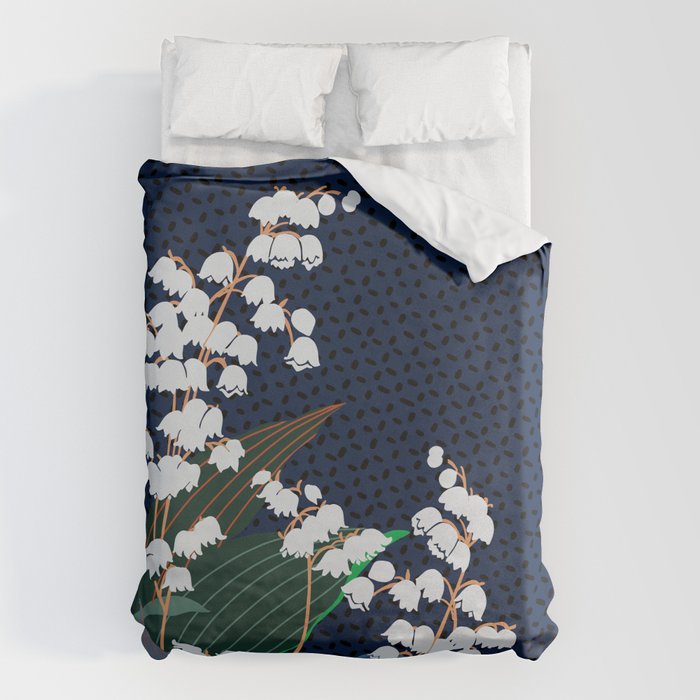 Big flowers Lily of the valley dark denim Duvet Cover Gallery Image 6