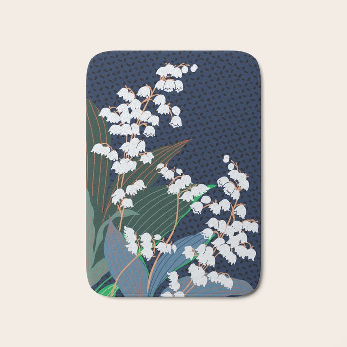 Big flowers Lily of the valley dark denim Bath Mat Gallery Image 1