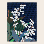 Big flowers Lily of the valley dark denim Poster Gallery Image 4