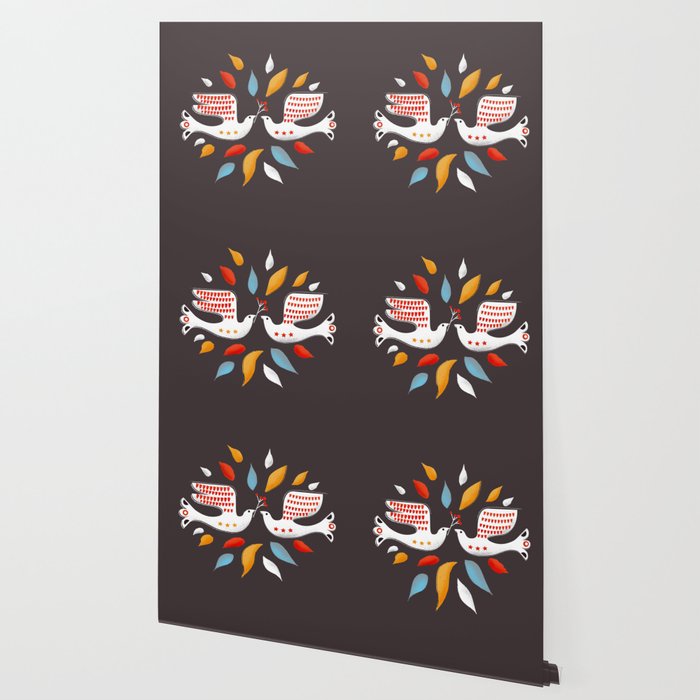Retro christmas birds illustration Wallpaper Gallery Image 2