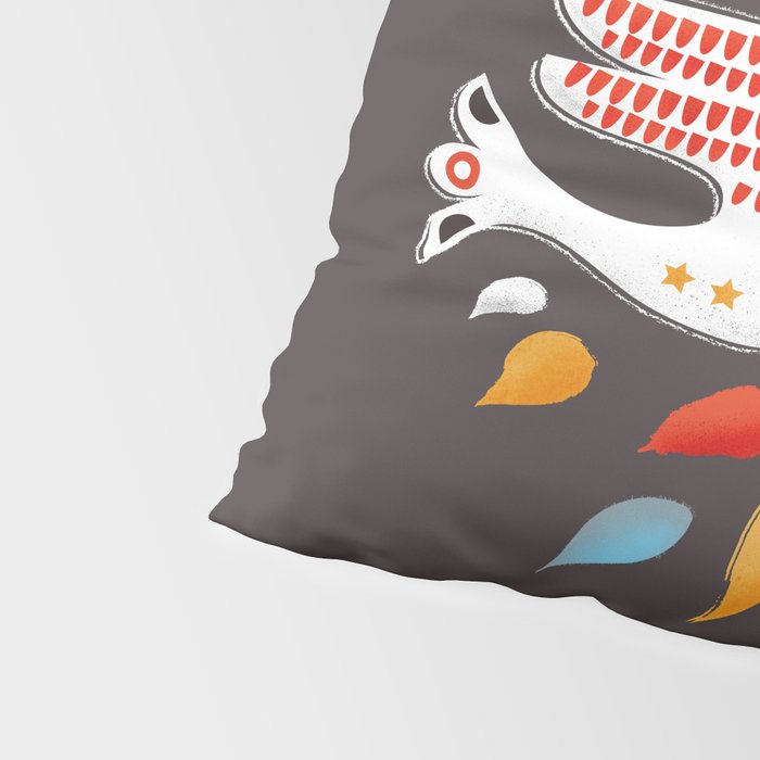 Retro christmas birds illustration Pillow Sham Gallery Image 4