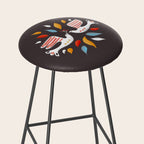 Retro christmas birds illustration Stool Gallery Image 2