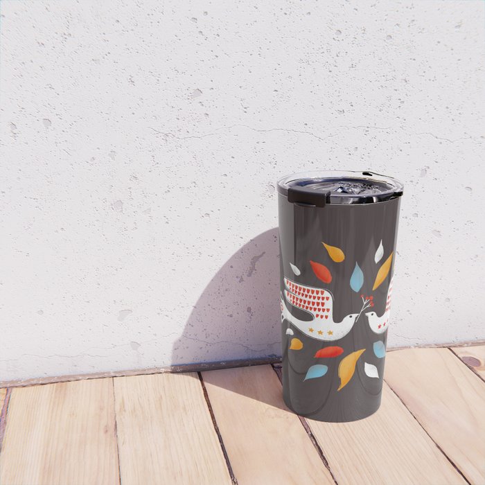 Retro christmas birds illustration Travel Mug Gallery Image 4