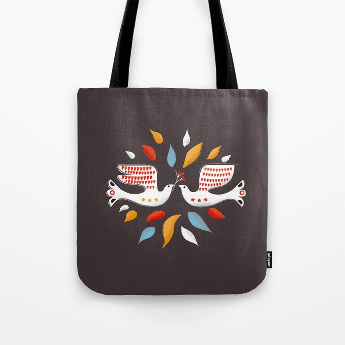 Retro christmas birds illustration Tote Bag Gallery Image 1