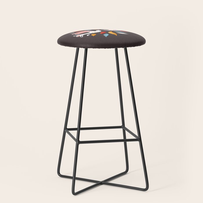 Retro christmas birds illustration Stool Gallery Image 1