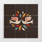 Retro christmas birds illustration Wood Wall Art Gallery Image 1
