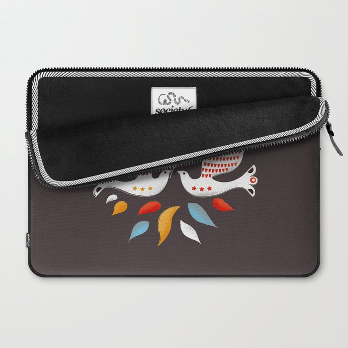 Retro christmas birds illustration Laptop Sleeve Gallery Image 2