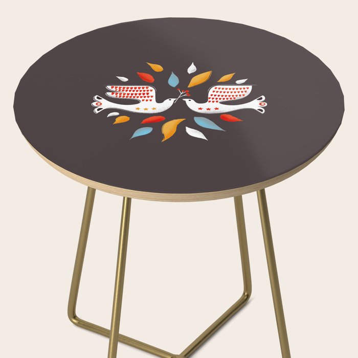 Retro christmas birds illustration Side Table Gallery Image 2