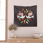 Retro christmas birds illustration Wall Tapestry Gallery Image 2