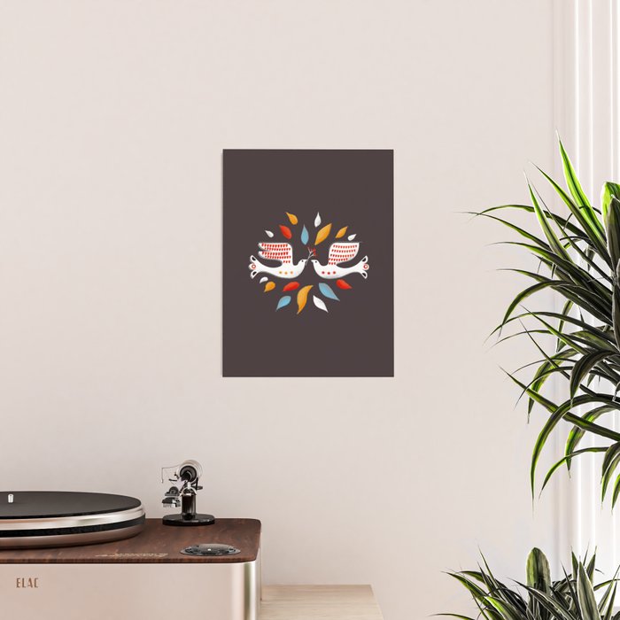 Retro christmas birds illustration Poster Gallery Image 2