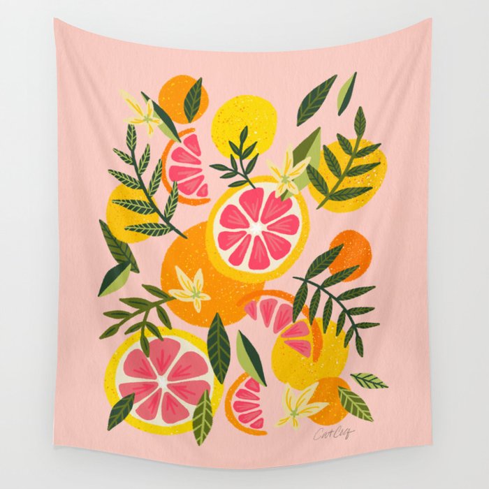 Grapefruit Blooms â Blush Wall Tapestry Gallery Image 4