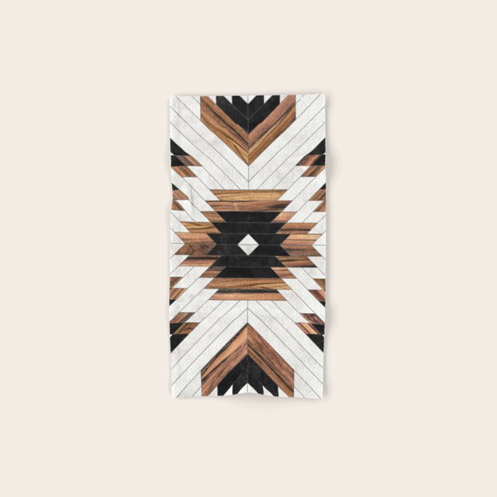 Urban Tribal Pattern No.5 - Aztec - Concrete and Wood Bath Towel Gallery Image 1