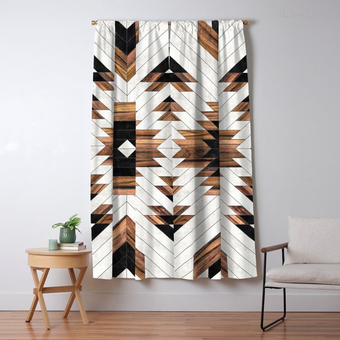 Urban Tribal Pattern No.5 - Aztec - Concrete and Wood Window Curtain
