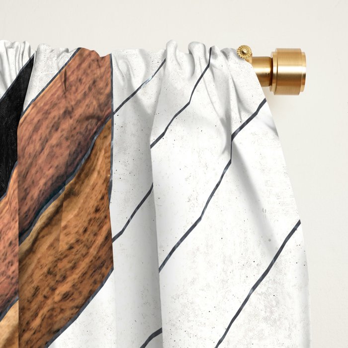 Urban Tribal Pattern No.5 - Aztec - Concrete and Wood Window Curtain Gallery Image 2