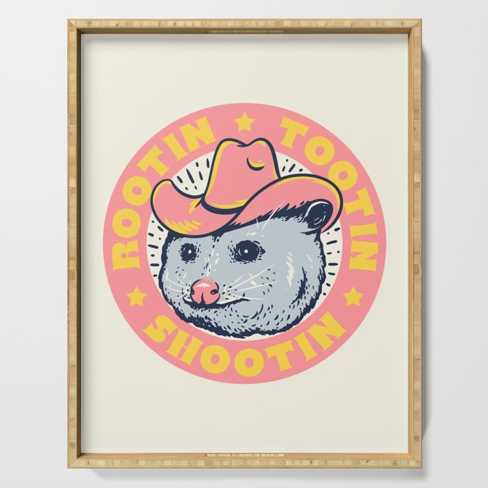 Possum Rootin Tootin Shootin | Pink Serving Tray Gallery Image 1