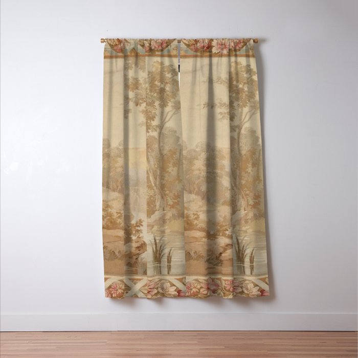 Antique 18th Century French Aubusson Pastel Verdure Tapestry Window Curtain Gallery Image 3