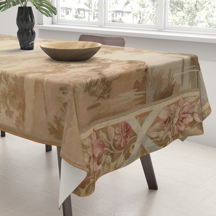 Antique 18th Century French Aubusson Pastel Verdure Tapestry Tablecloth Gallery Image 3