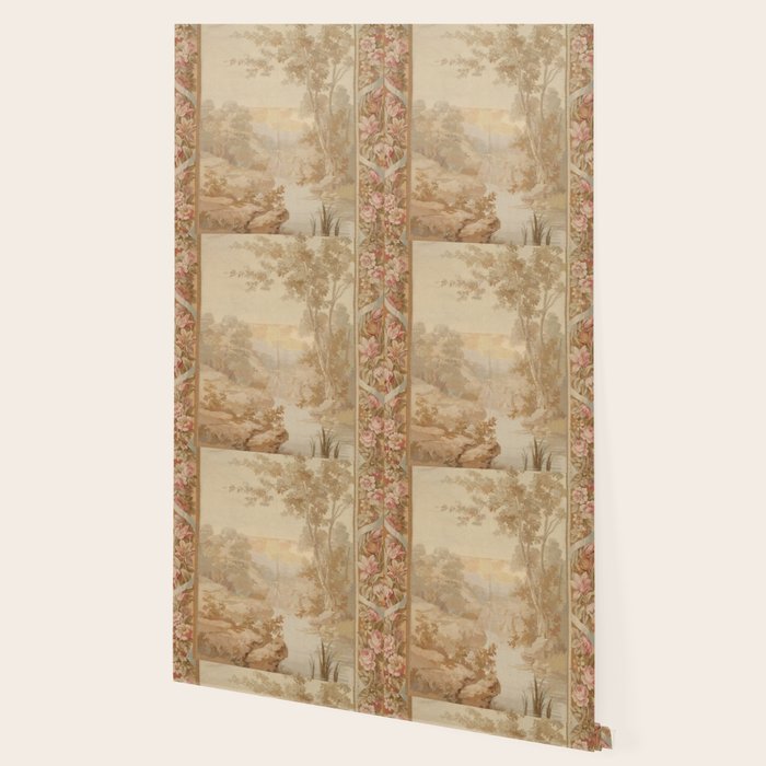 Antique 18th Century French Aubusson Pastel Verdure Tapestry Wallpaper Gallery Image 2