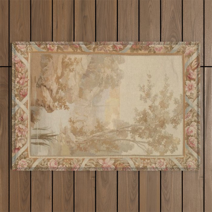 Antique 18th Century French Aubusson Pastel Verdure Tapestry Outdoor Rug Gallery Image 1