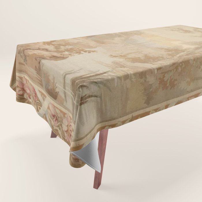 Antique 18th Century French Aubusson Pastel Verdure Tapestry Tablecloth Gallery Image 1