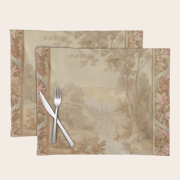 Antique 18th Century French Aubusson Pastel Verdure Tapestry Placemat Gallery Image 1