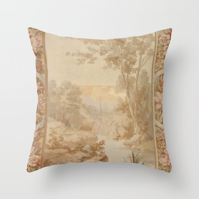 Antique 18th Century French Aubusson Pastel Verdure Tapestry Throw Pillow Gallery Image 6