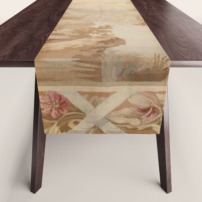 Antique 18th Century French Aubusson Pastel Verdure Tapestry Table Runner Gallery Image 1