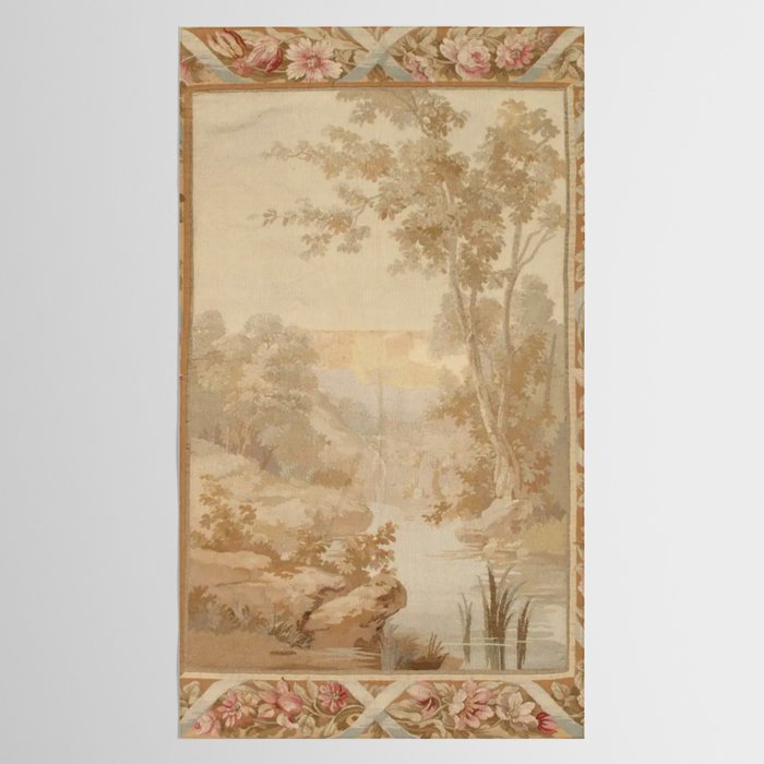 Antique 18th Century French Aubusson Pastel Verdure Tapestry Tablecloth Gallery Image 2